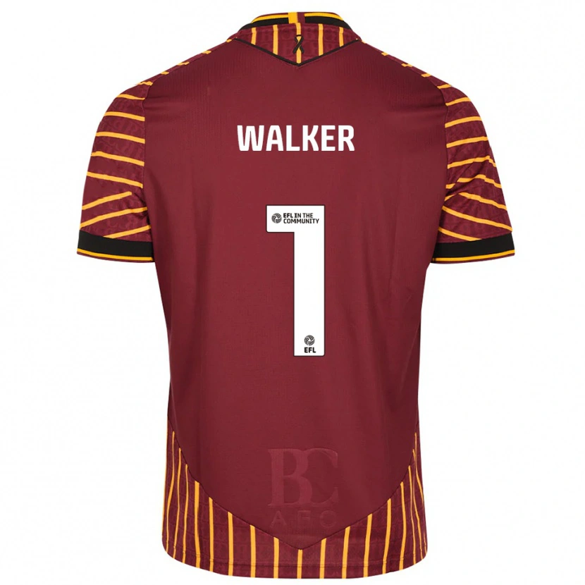 Danxen Niño Camiseta Sam Walker #1 Naranja Borgoña 1ª Equipación 2025/26 La Camisa México