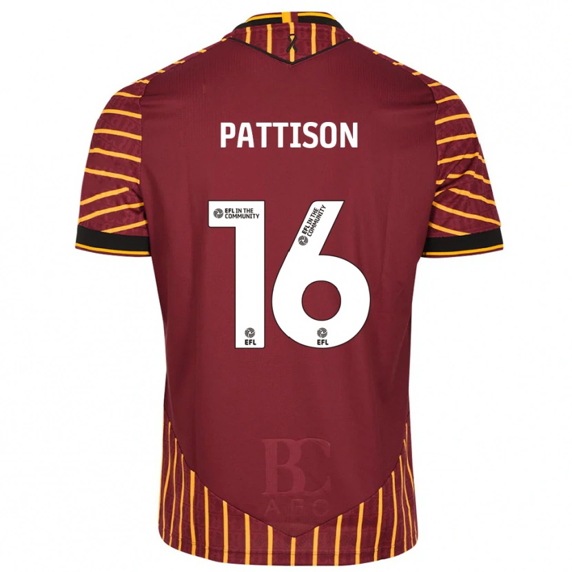 Danxen Niño Camiseta Alex Pattison #16 Naranja Borgoña 1ª Equipación 2025/26 La Camisa México