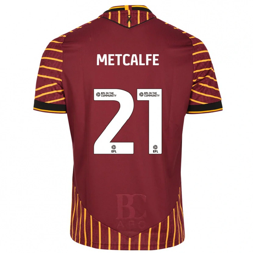 Danxen Niño Camiseta Jenson Metcalfe #21 Naranja Borgoña 1ª Equipación 2025/26 La Camisa México