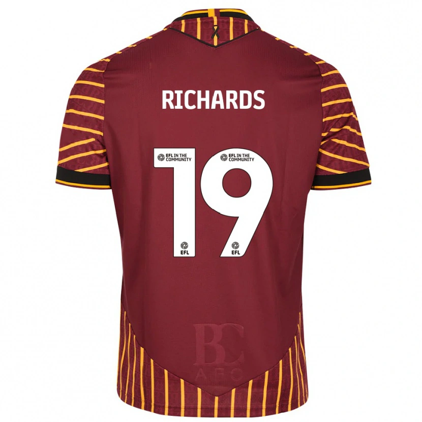 Danxen Niño Camiseta Lewis Richards #19 Naranja Borgoña 1ª Equipación 2025/26 La Camisa México
