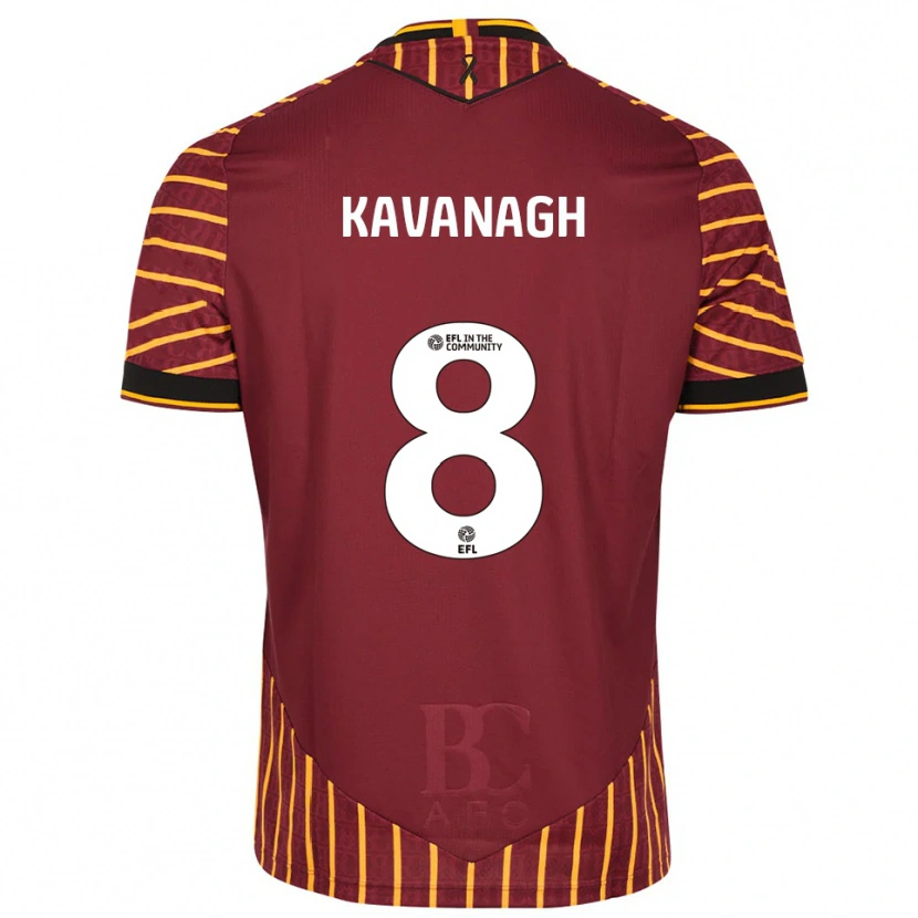 Danxen Niño Camiseta Calum Kavanagh #8 Naranja Borgoña 1ª Equipación 2025/26 La Camisa México