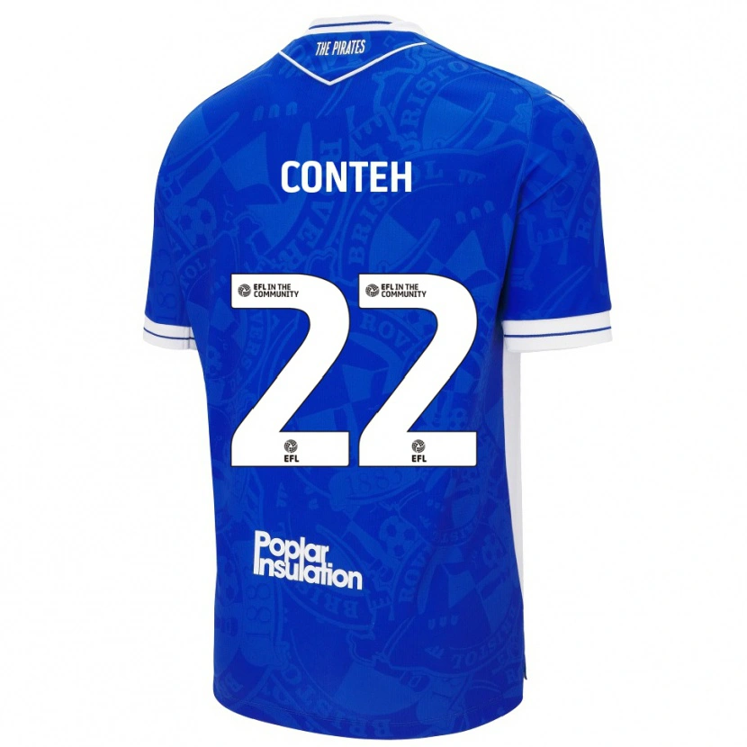 Danxen Niño Camiseta Kamil Conteh #22 Azul Blanco 1ª Equipación 2025/26 La Camisa México