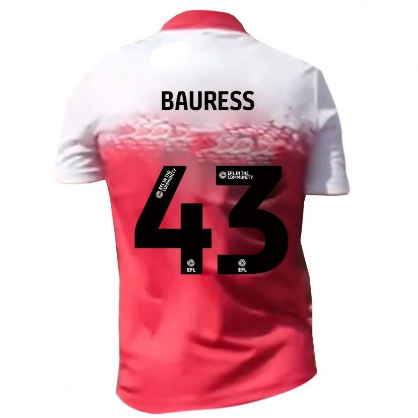 Danxen Niño Camiseta Joe Bauress #43 Rojo Blanco 1ª Equipación 2025/26 La Camisa México