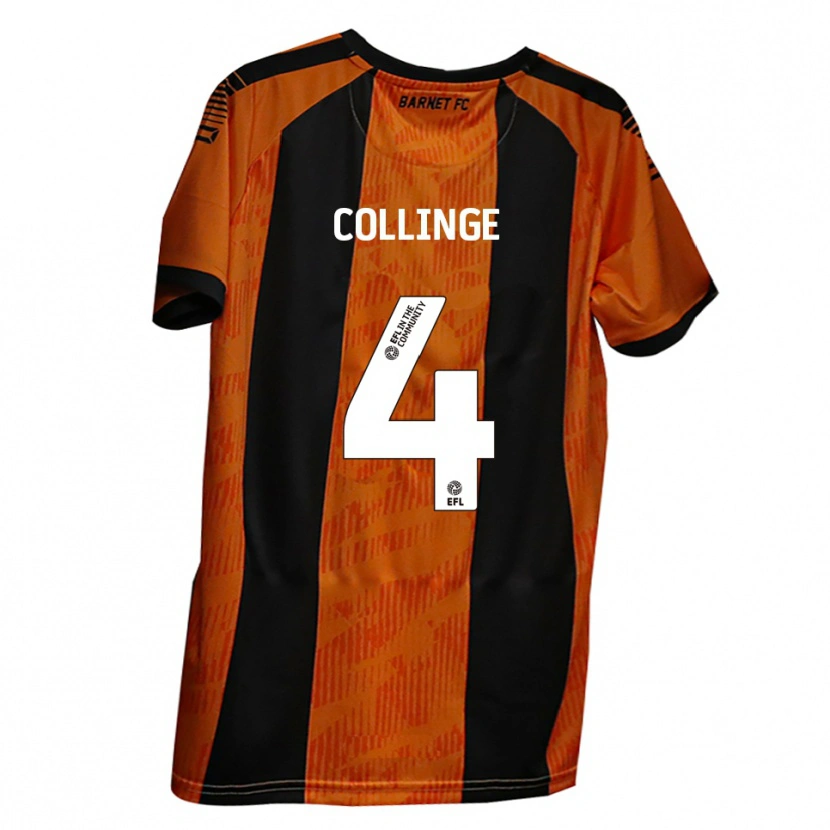 Danxen Niño Camiseta Danny Collinge #4 Naranja Negro 1ª Equipación 2025/26 La Camisa México