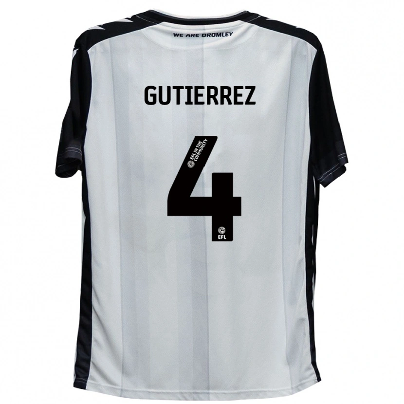 Danxen Niño Camiseta William Gutierrez #4 Blanco Negro 1ª Equipación 2025/26 La Camisa México