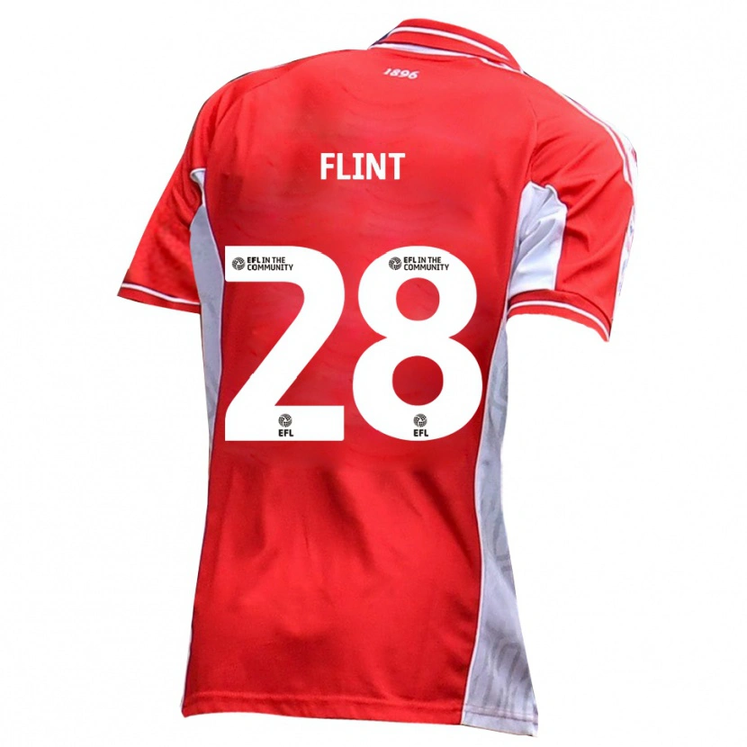 Danxen Niño Camiseta Josh Flint #28 Rojo Blanco 1ª Equipación 2025/26 La Camisa México