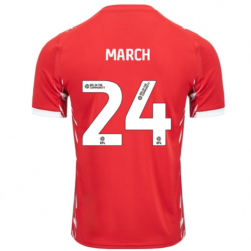Danxen Niño Camiseta Josh March #24 Rojo Blanco 1ª Equipación 2025/26 La Camisa México