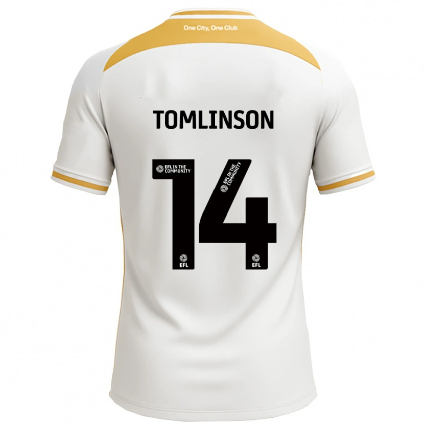 Danxen Niño Camiseta Joe Tomlinson #14 Blanco Dorado 1ª Equipación 2025/26 La Camisa México