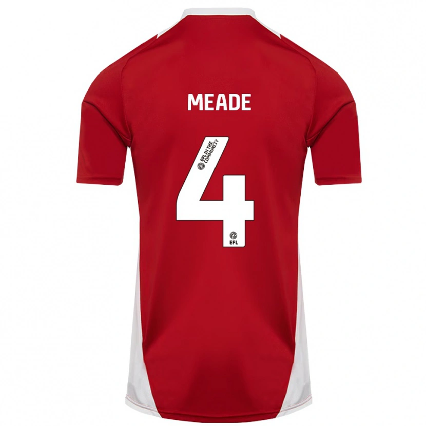 Danxen Niño Camiseta Isi Meade #4 Rojo Blanco Dorado 1ª Equipación 2025/26 La Camisa México