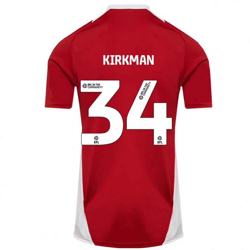 Danxen Niño Camiseta Billy Kirkman #34 Rojo Blanco Dorado 1ª Equipación 2025/26 La Camisa México