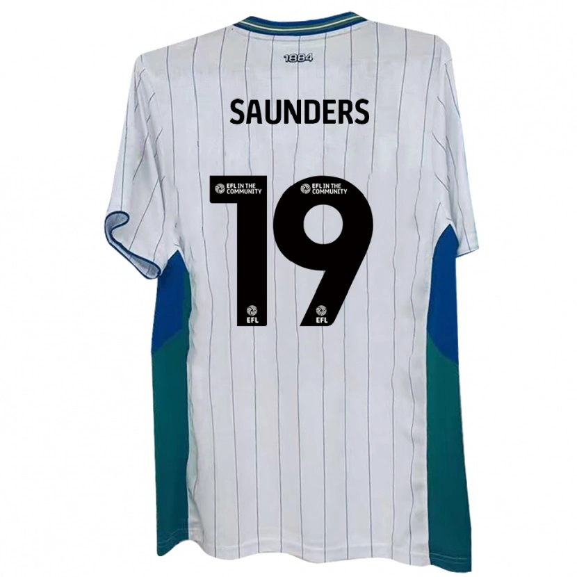 Danxen Niño Camiseta Harvey Saunders #19 Blanco Verde Azul 1ª Equipación 2025/26 La Camisa México