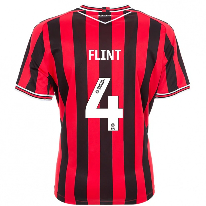 Danxen Niño Camiseta Aden Flint #4 Rojo Negro 1ª Equipación 2025/26 La Camisa México