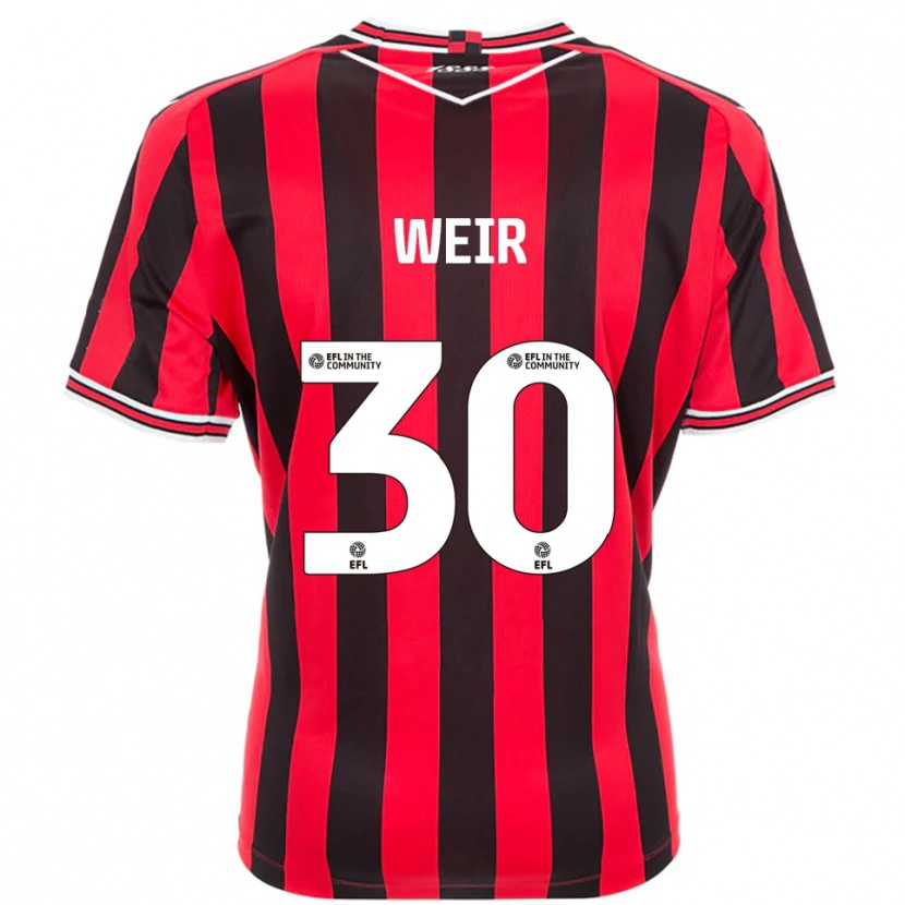 Danxen Niño Camiseta Evan Weir #30 Rojo Negro 1ª Equipación 2025/26 La Camisa México