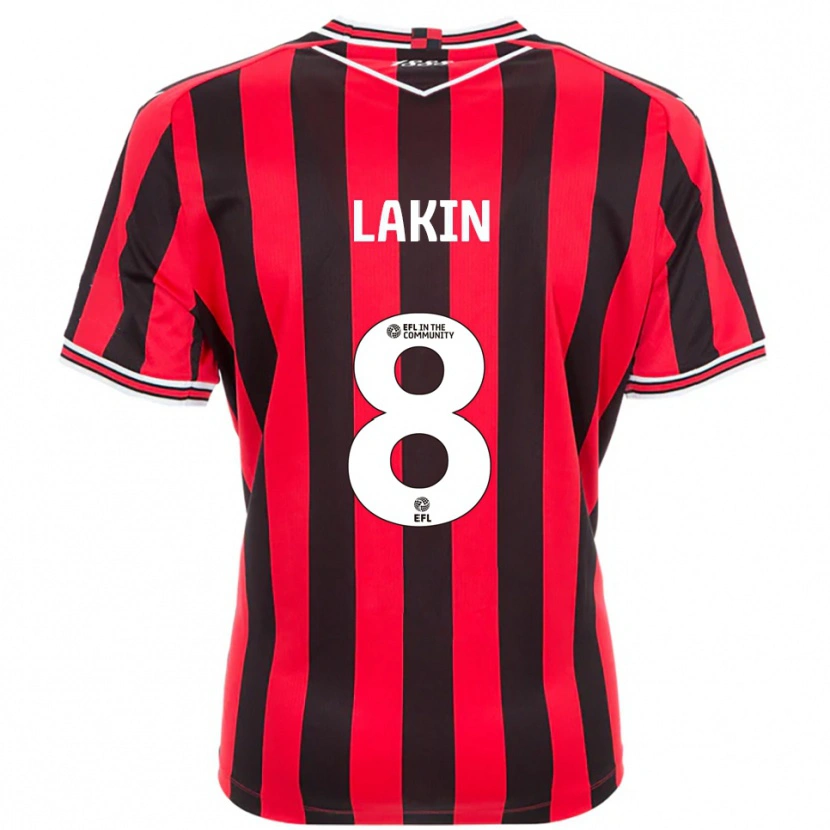 Danxen Niño Camiseta Charlie Lakin #8 Rojo Negro 1ª Equipación 2025/26 La Camisa México