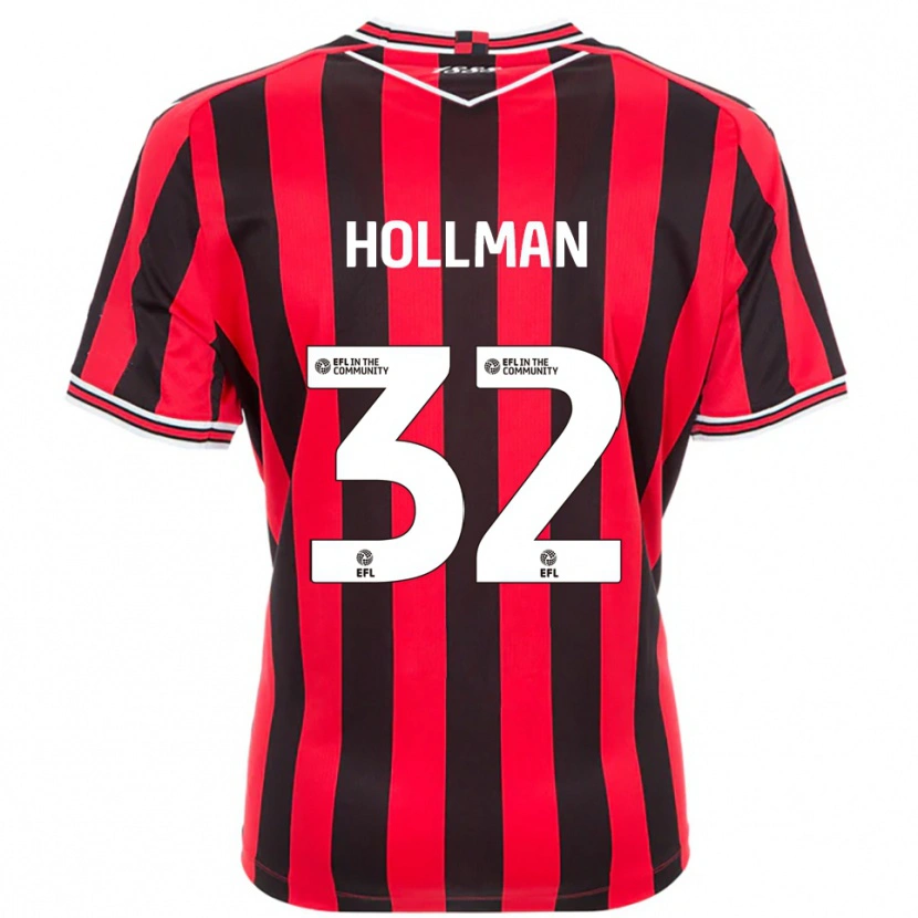 Danxen Niño Camiseta Jake Hollman #32 Rojo Negro 1ª Equipación 2025/26 La Camisa México