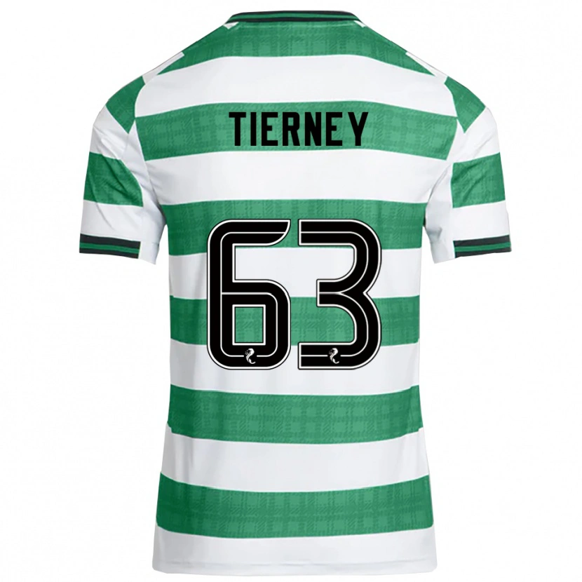 Danxen Niño Camiseta Kieran Tierney #63 Verde Blanco 1ª Equipación 2025/26 La Camisa México