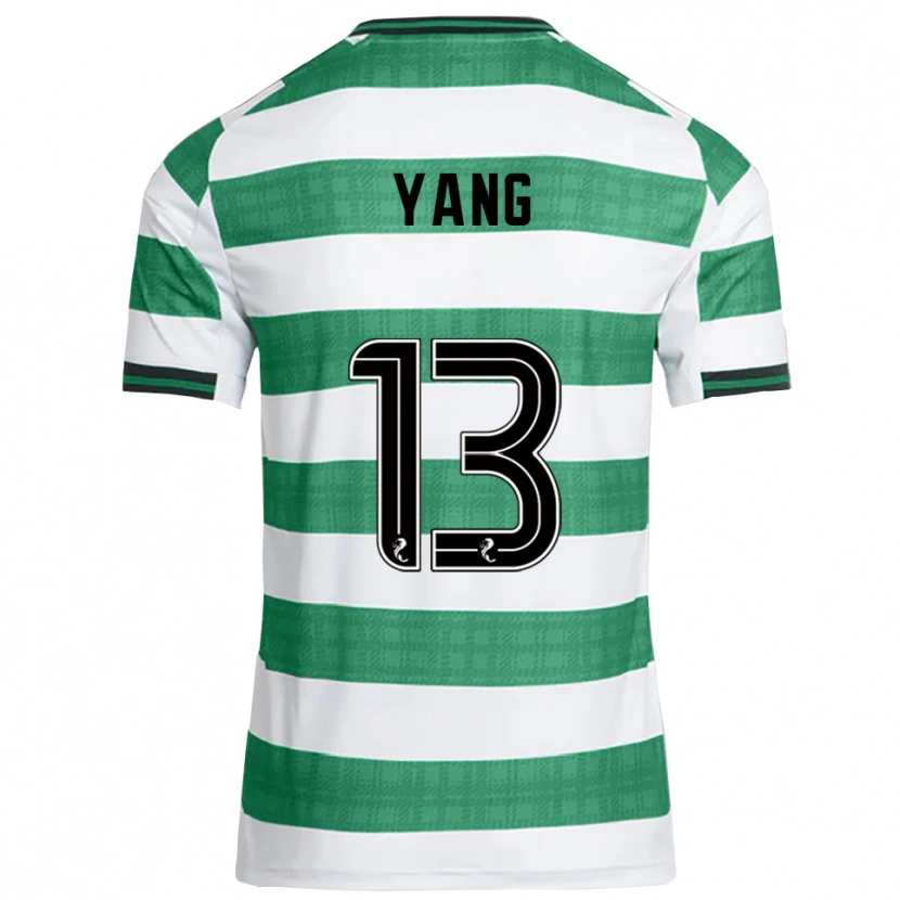Danxen Niño Camiseta Hyun-Jun Yang #13 Verde Blanco 1ª Equipación 2025/26 La Camisa México