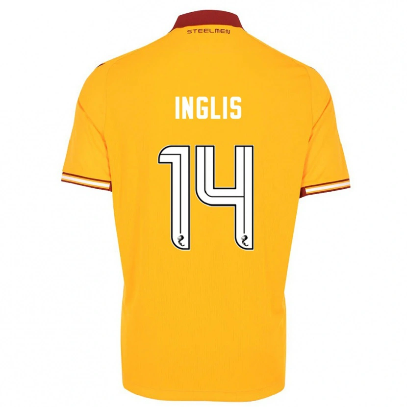 Danxen Niño Camiseta Gill Inglis #14 Amarillo Borgoña 1ª Equipación 2025/26 La Camisa México