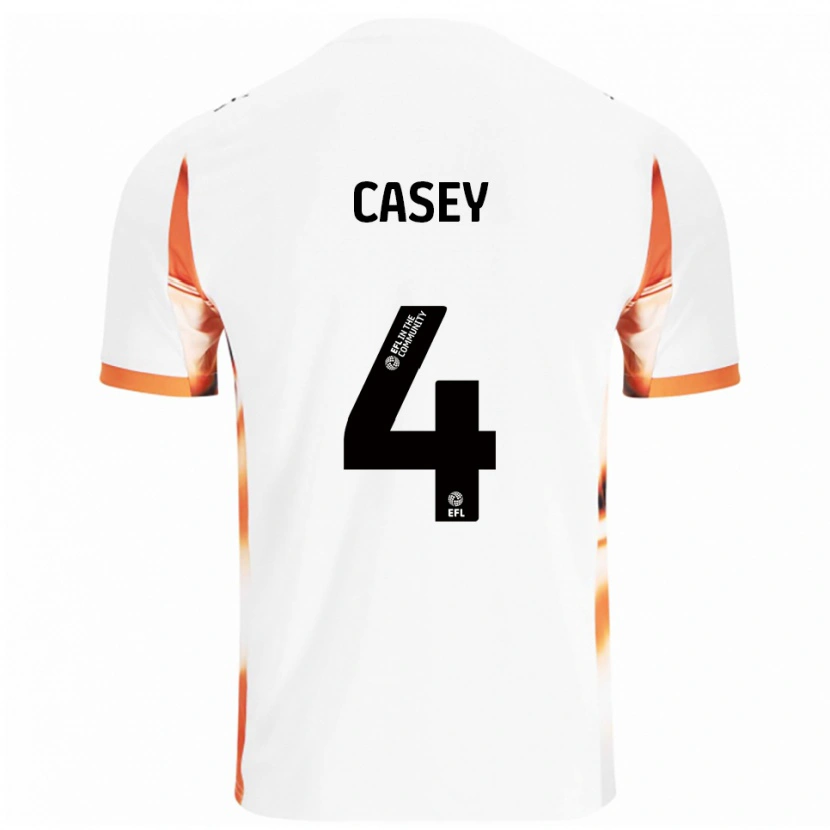 Danxen Niño Camiseta Oliver Casey #4 Blanco Naranja Negro 2ª Equipación 2025/26 La Camisa México