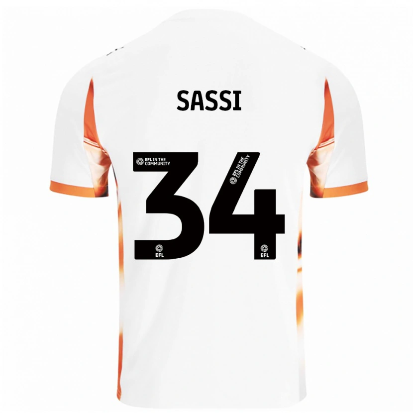 Danxen Niño Camiseta Dan Sassi #34 Blanco Naranja Negro 2ª Equipación 2025/26 La Camisa México