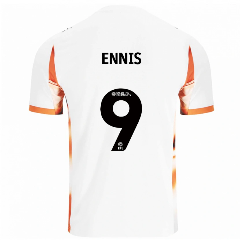 Danxen Niño Camiseta Niall Ennis #9 Blanco Naranja Negro 2ª Equipación 2025/26 La Camisa México