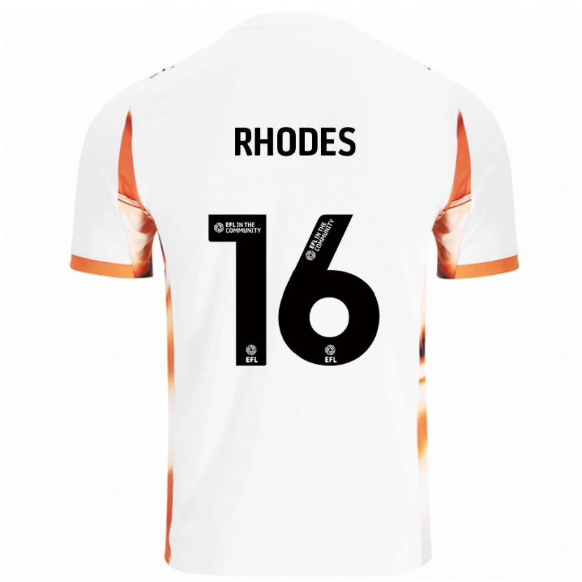 Danxen Niño Camiseta Jordan Rhodes #16 Blanco Naranja Negro 2ª Equipación 2025/26 La Camisa México