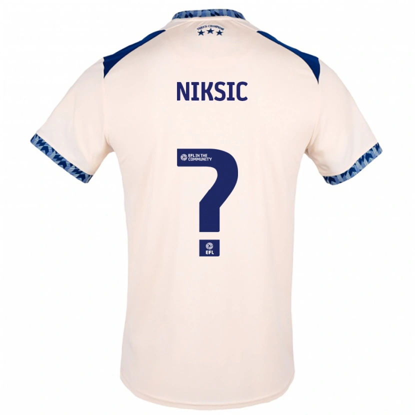 Danxen Niño Camiseta Hasan Niksic #0 Blanco Hueso Azul Marino 2ª Equipación 2025/26 La Camisa México