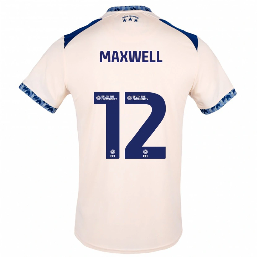 Danxen Niño Camiseta Chris Maxwell #12 Blanco Hueso Azul Marino 2ª Equipación 2025/26 La Camisa México