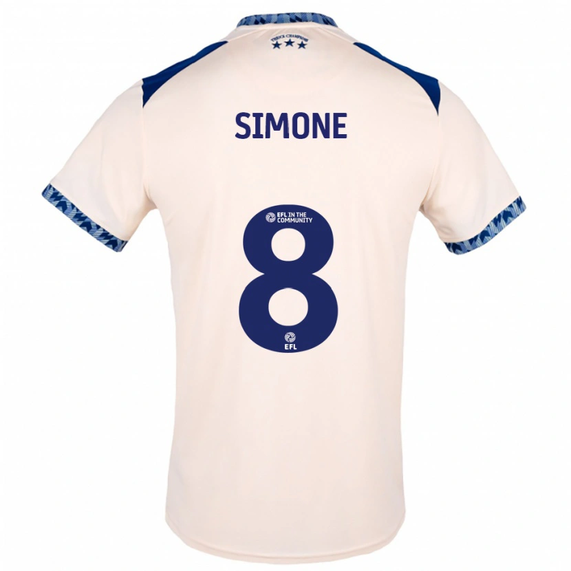 Danxen Niño Camiseta Caz Simone #8 Blanco Hueso Azul Marino 2ª Equipación 2025/26 La Camisa México
