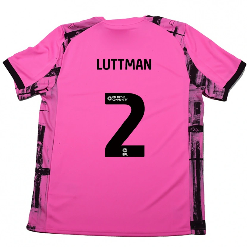 Danxen Niño Camiseta Bianca Luttman #2 Rojo Rosado Negro 2ª Equipación 2025/26 La Camisa México