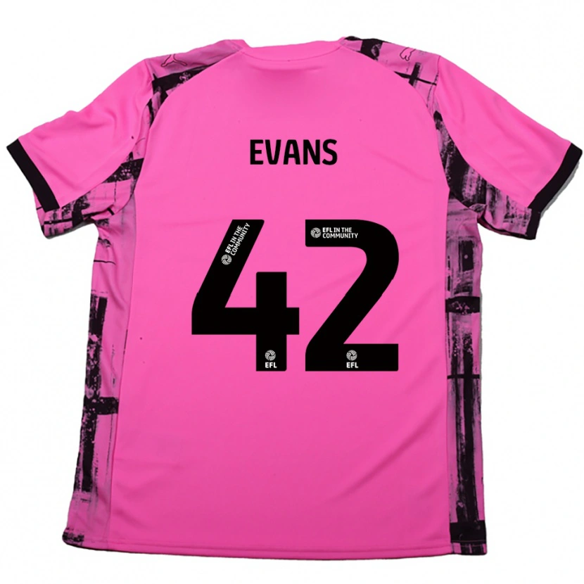 Danxen Niño Camiseta Oliver Evans #42 Rojo Rosado Negro 2ª Equipación 2025/26 La Camisa México