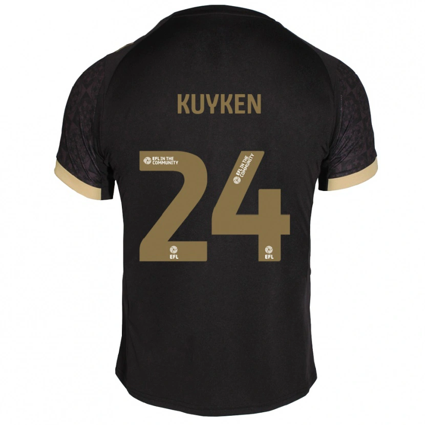 Danxen Niño Camiseta Ava Kuyken #24 Negro Dorado 2ª Equipación 2025/26 La Camisa México