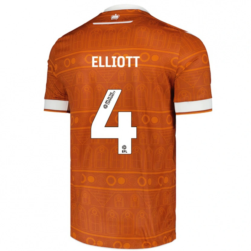 Danxen Niño Camiseta Ben Elliott #4 Naranja Blanco 2ª Equipación 2025/26 La Camisa México
