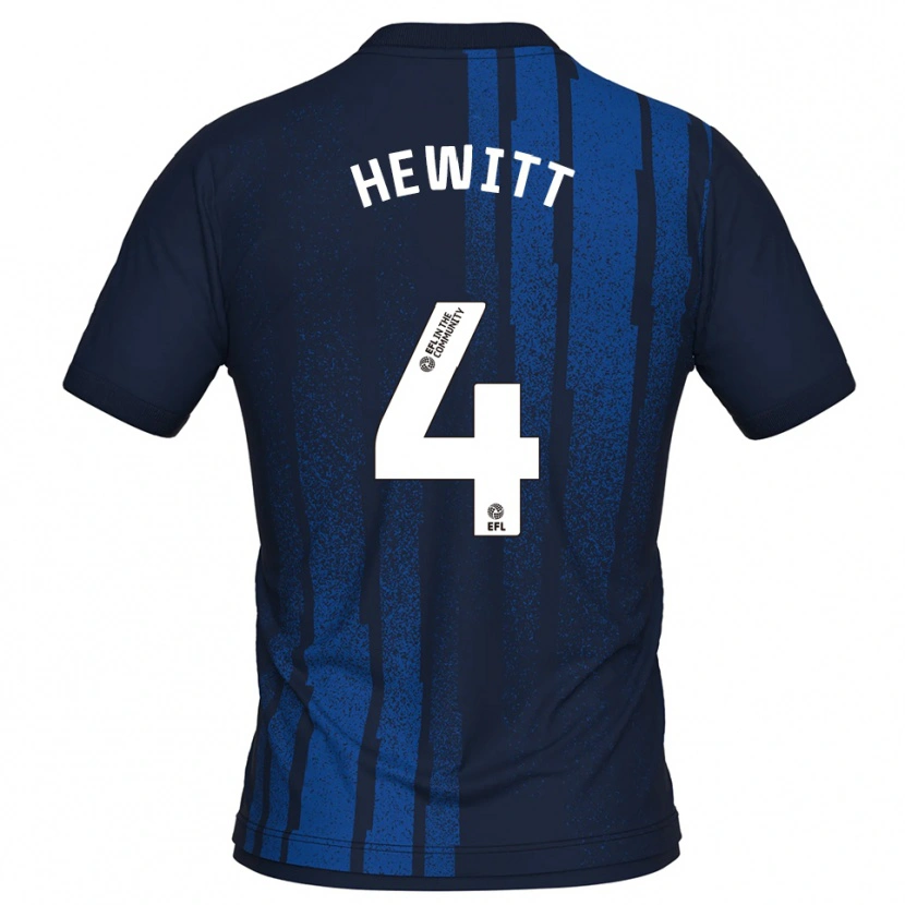 Danxen Niño Camiseta Elliott Hewitt #4 Azul Marino Blanco 2ª Equipación 2025/26 La Camisa México