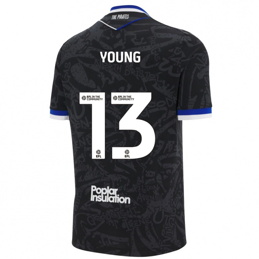 Danxen Niño Camiseta Brad Young #13 Negro Blanco 2ª Equipación 2025/26 La Camisa México