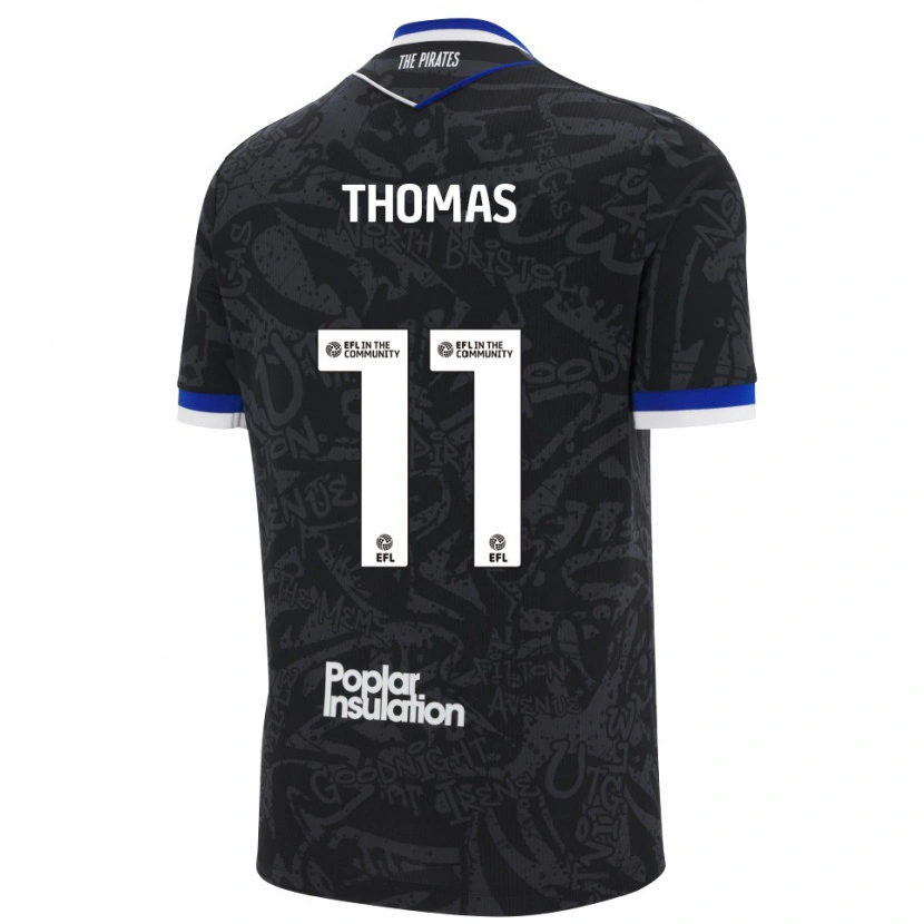 Danxen Niño Camiseta Luke Thomas #11 Negro Blanco 2ª Equipación 2025/26 La Camisa México