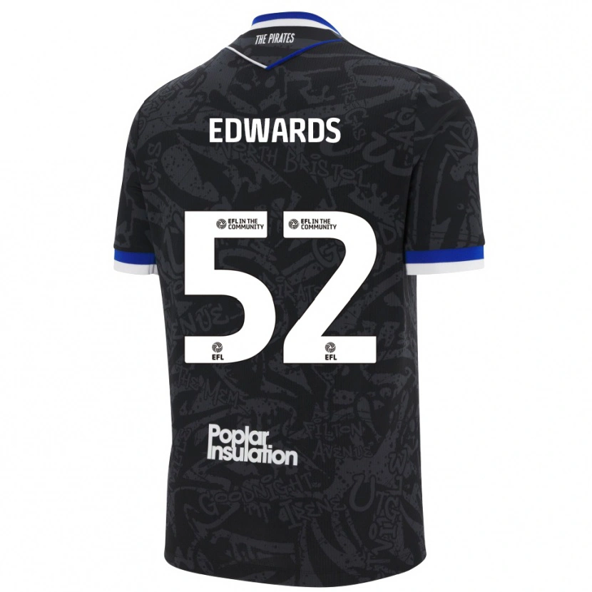 Danxen Niño Camiseta Max Edwards #52 Negro Blanco 2ª Equipación 2025/26 La Camisa México