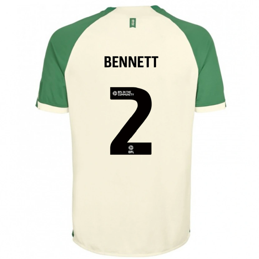 Danxen Niño Camiseta Liam Bennett #2 Blanco Hueso Verde 2ª Equipación 2025/26 La Camisa México