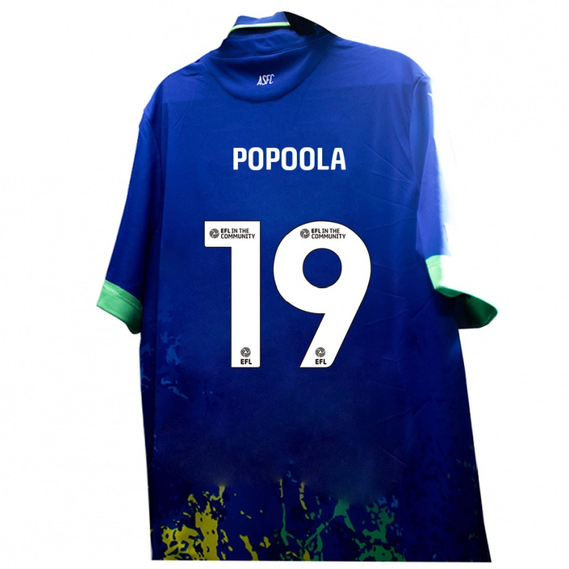 Danxen Niño Camiseta Anjola Popoola #19 Azul Amarillo 2ª Equipación 2025/26 La Camisa México