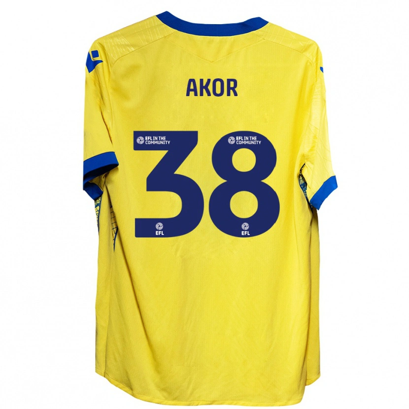 Danxen Niño Camiseta Elkanah Akor #38 Amarillo Azul 2ª Equipación 2025/26 La Camisa México