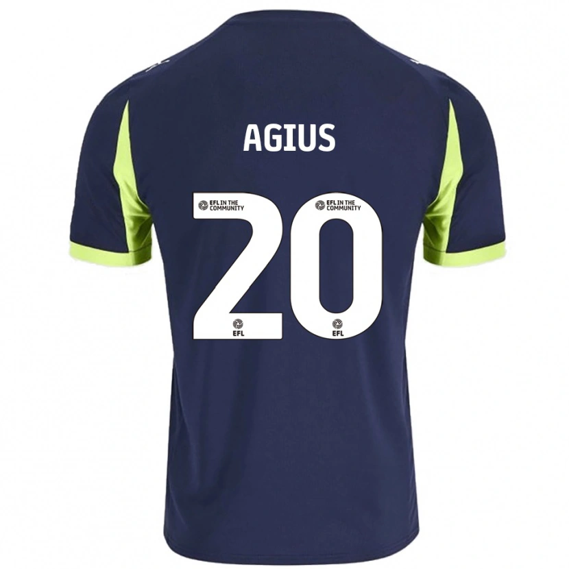 Danxen Niño Camiseta Calum Agius #20 Azul Marino Verde Fluorescente 2ª Equipación 2025/26 La Camisa México