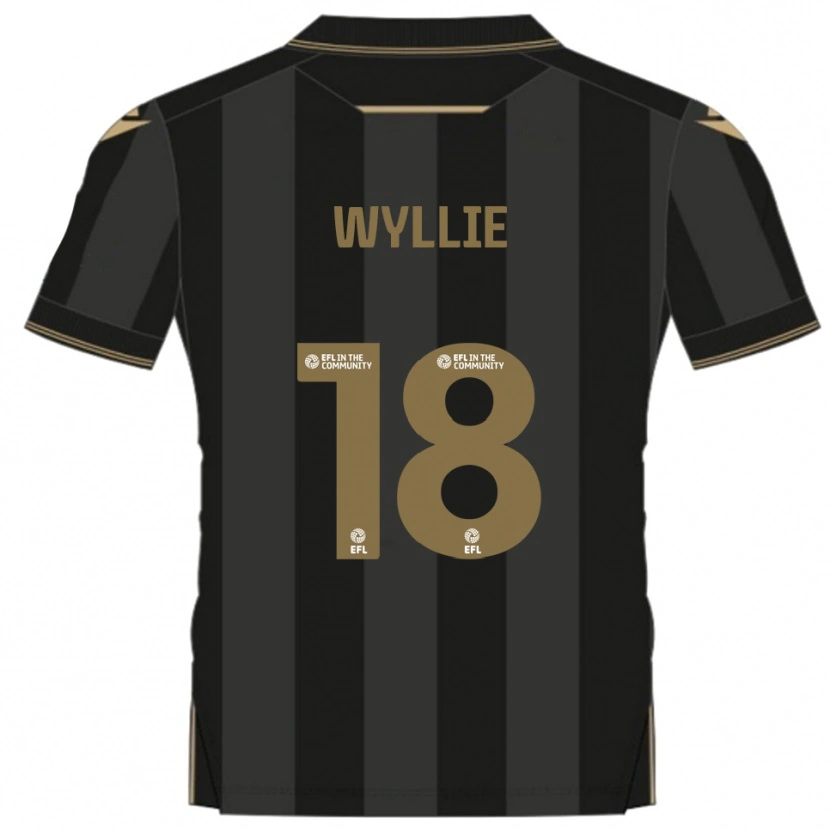 Danxen Niño Camiseta Marcus Wyllie #18 Negro Dorado 2ª Equipación 2025/26 La Camisa México