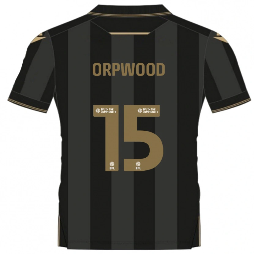Danxen Niño Camiseta Jo Orpwood #15 Negro Dorado 2ª Equipación 2025/26 La Camisa México