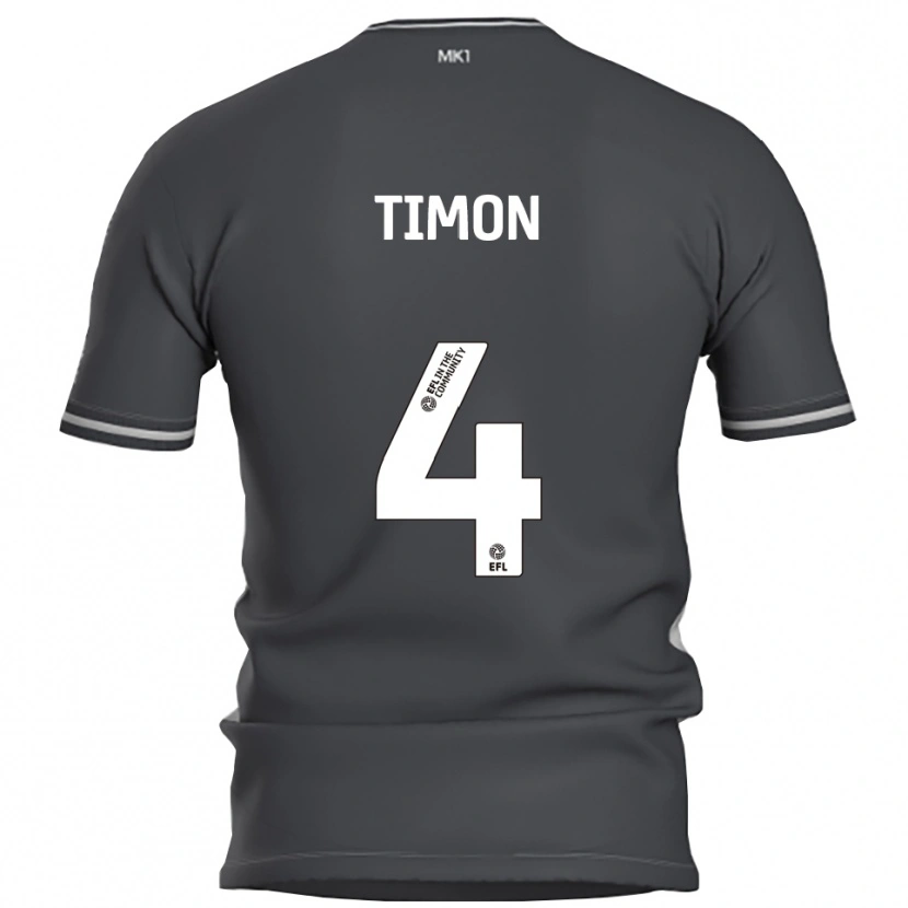 Danxen Niño Camiseta Amelie Timon #4 Gris Plata 2ª Equipación 2025/26 La Camisa México