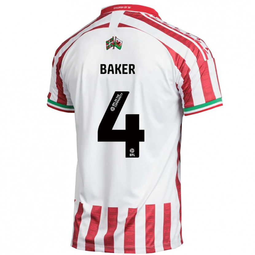 Danxen Niño Camiseta Matthew Baker #4 Rojo Blanco 2ª Equipación 2025/26 La Camisa México