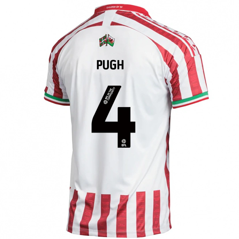 Danxen Niño Camiseta Harri Pugh #4 Rojo Blanco 2ª Equipación 2025/26 La Camisa México