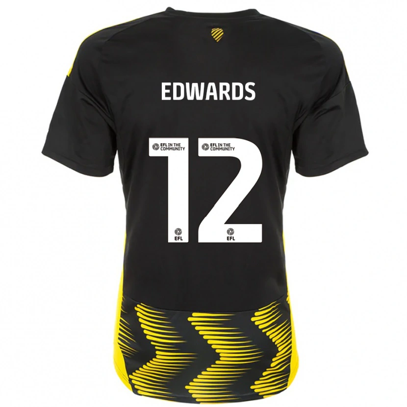 Danxen Niño Camiseta Tom Edwards #12 Negro Amarillo 2ª Equipación 2025/26 La Camisa México