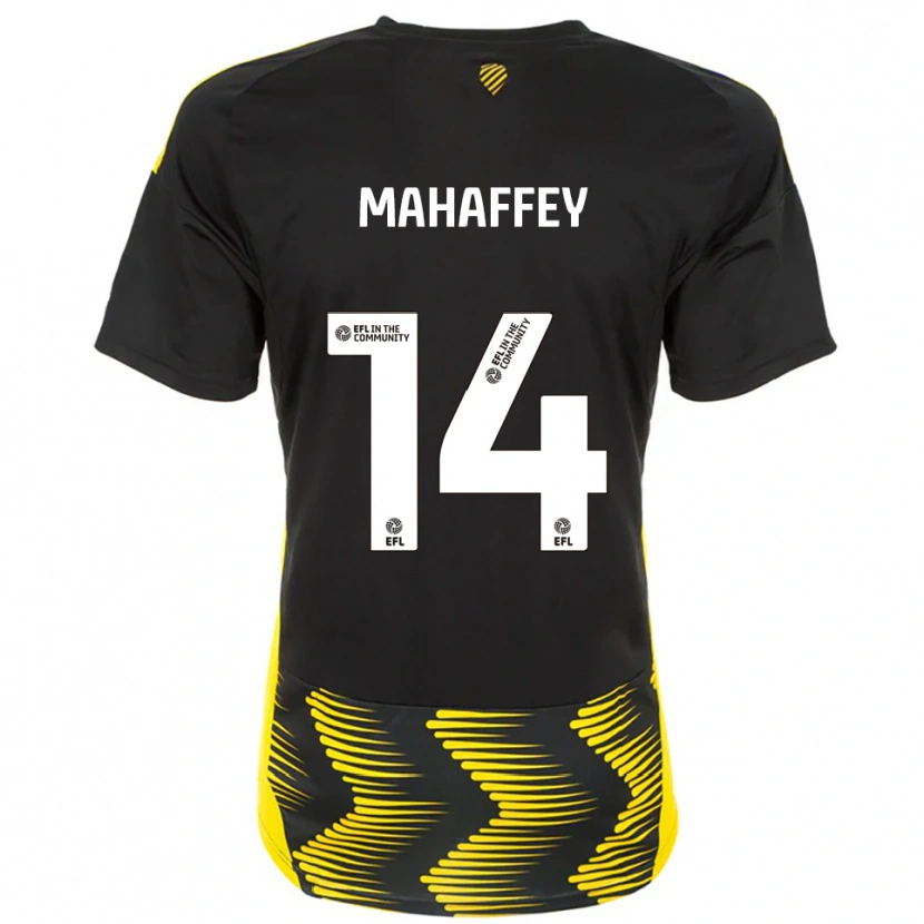 Danxen Niño Camiseta Caitlin Mahaffey #14 Negro Amarillo 2ª Equipación 2025/26 La Camisa México