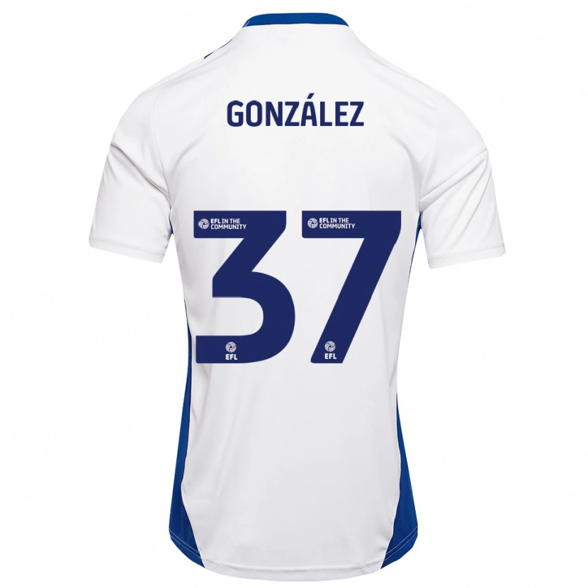 Danxen Niño Camiseta Dani González #37 Blanco Azul 2ª Equipación 2025/26 La Camisa México