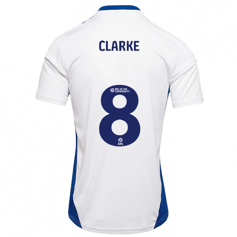 Danxen Niño Camiseta Ollie Clarke #8 Blanco Azul 2ª Equipación 2025/26 La Camisa México